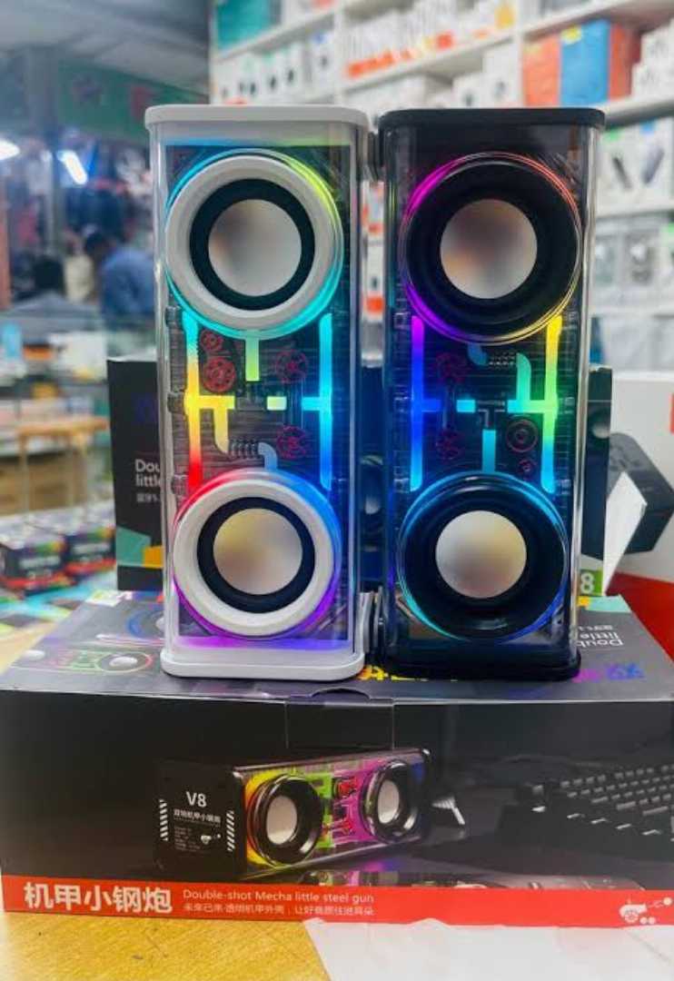 Mecha,V8,Double-shot,Little,Steel,Gun,10W,Transparent,Speaker