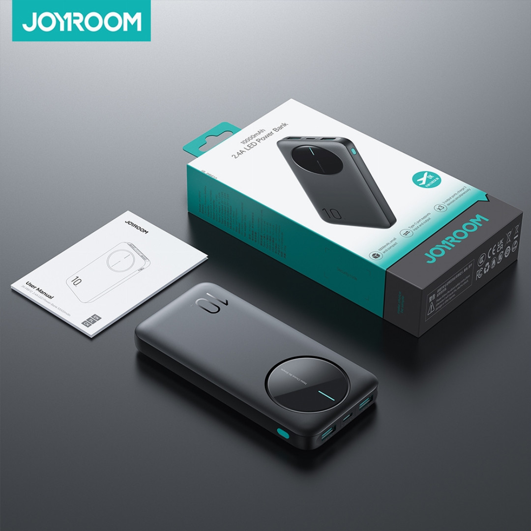 JOYROOM,JR-PBF12,LED,Monitor,15W,10000mAh,2.4A,Power,Bank,-,Black
