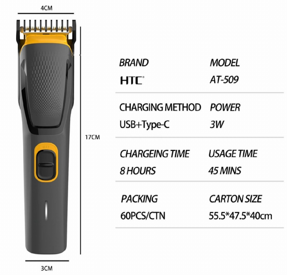 HTC AT-509, HTC trimmer price in Bangladesh, hair trimmer for men, beard trimmer rechargeable, professional trimmer BD, HTC hair clipper