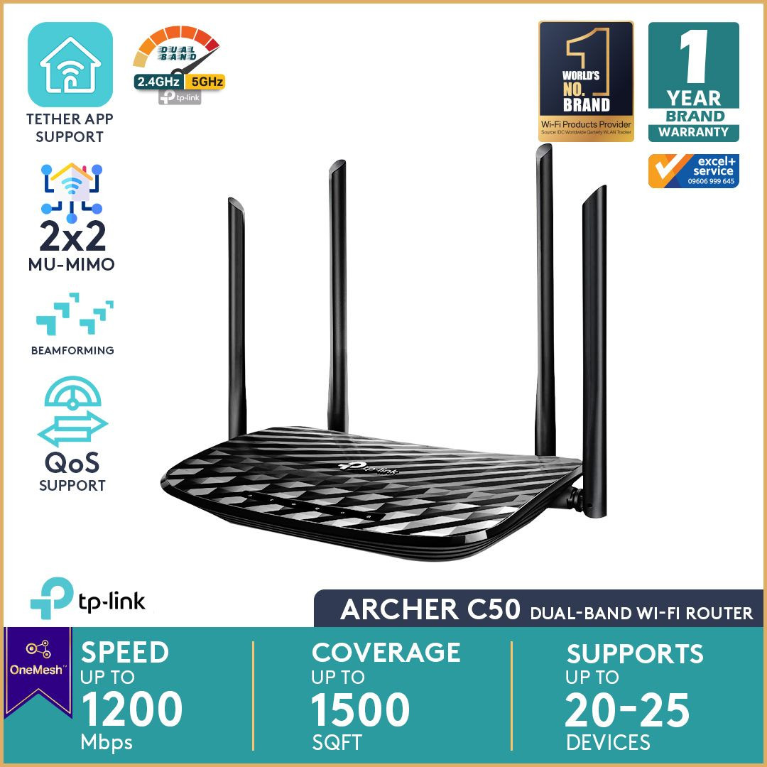 TP,-,Link,Archer,C50,AC1200,Wi,-,Fi,Dual,Band,Router,4,x,10,100,Mbps,Fast,Ethernet,Ports,Supports,MU-MIMO,Beamforming,Guest,WiFi,Access,Point,Mode,IPv6,and,Parental,Controls