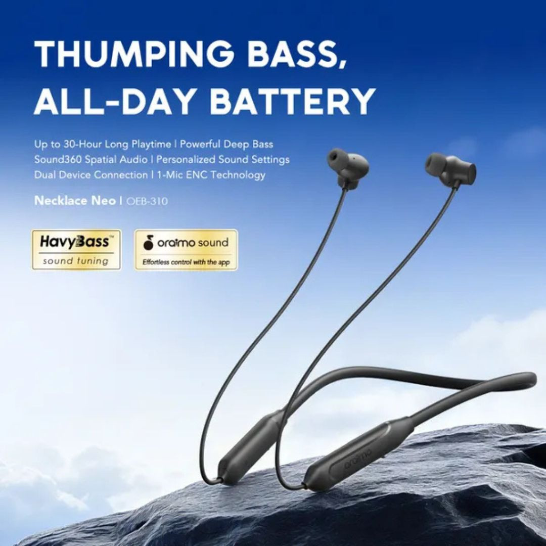 oraimo,Necklace,Neo,Powerful,Bass,30hr,Playingtime,Wireless,Neckband,Headphone